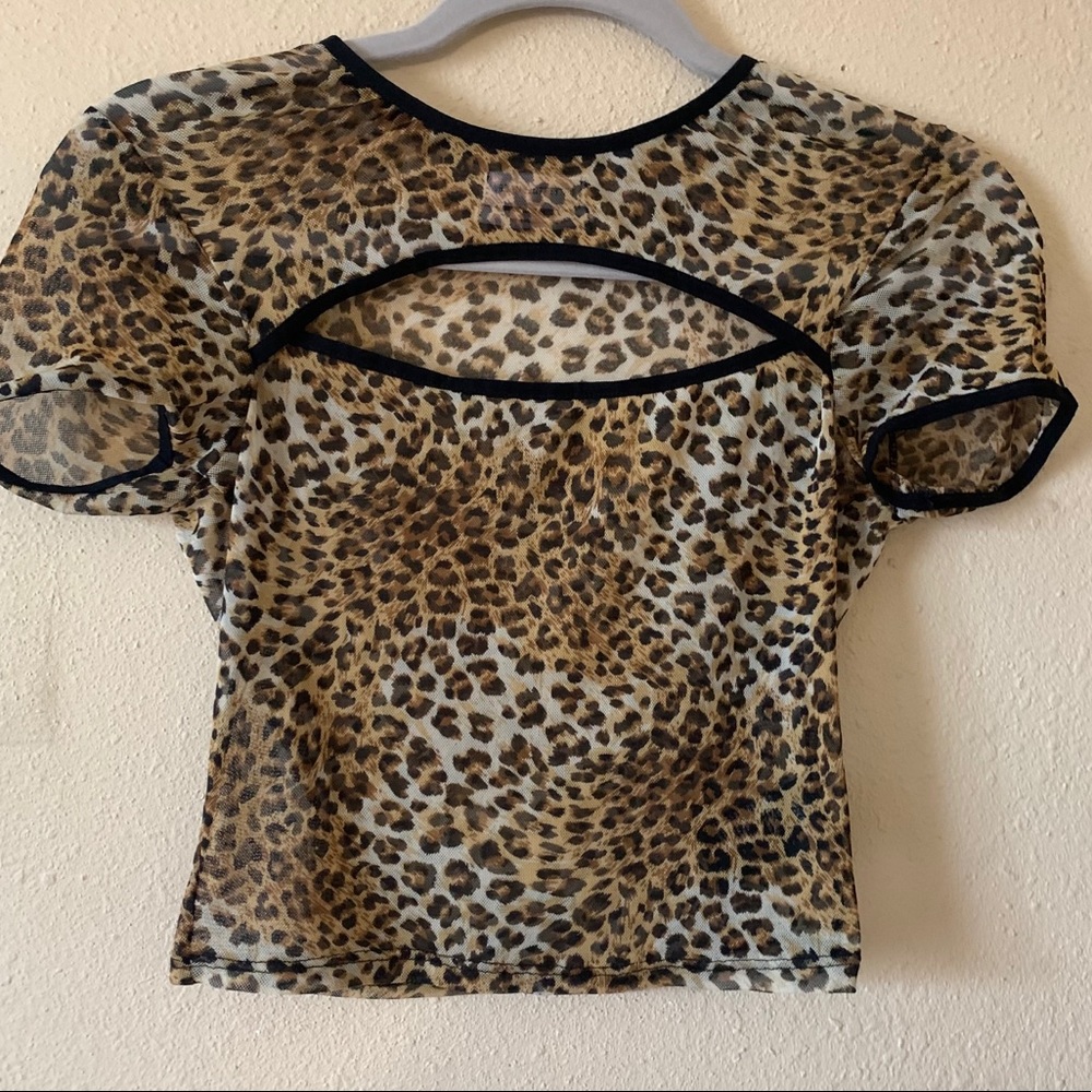 NWOT Urban Outfitters mesh leopard print crop top